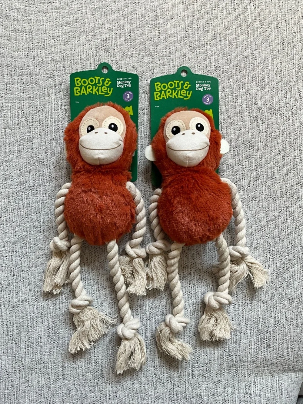 2 Monkey dog toys